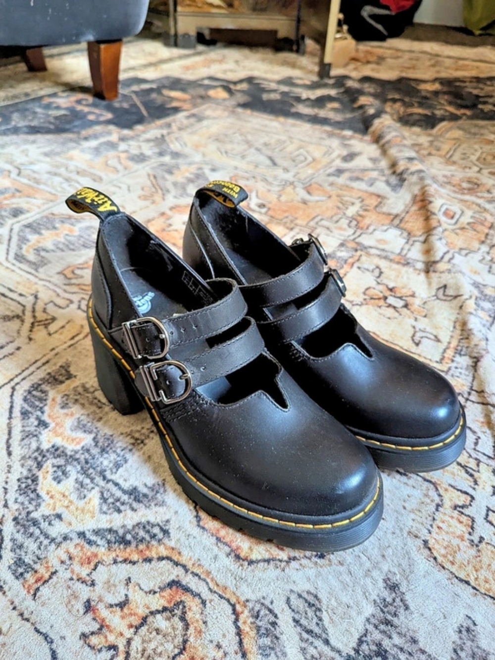 Eviee Sendal Leather Heeled Mary Jane Shoes in Black